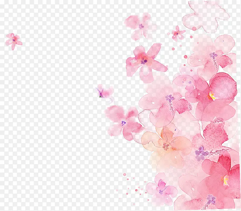 水彩春天花瓣装饰图案