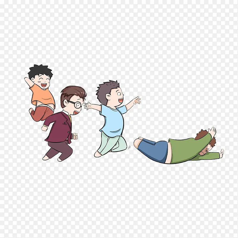 卡通一群嬉戏玩耍的小孩素材PNG图片素材下载_图片编号7796278-PNG素材网
