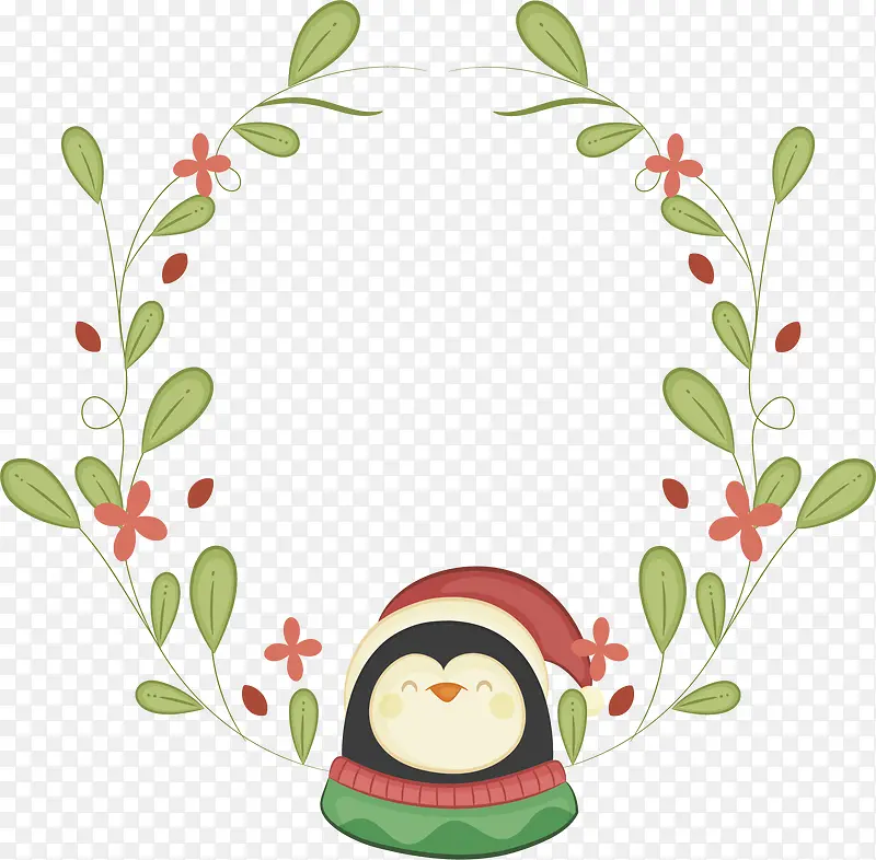 圣诞节小企鹅花环