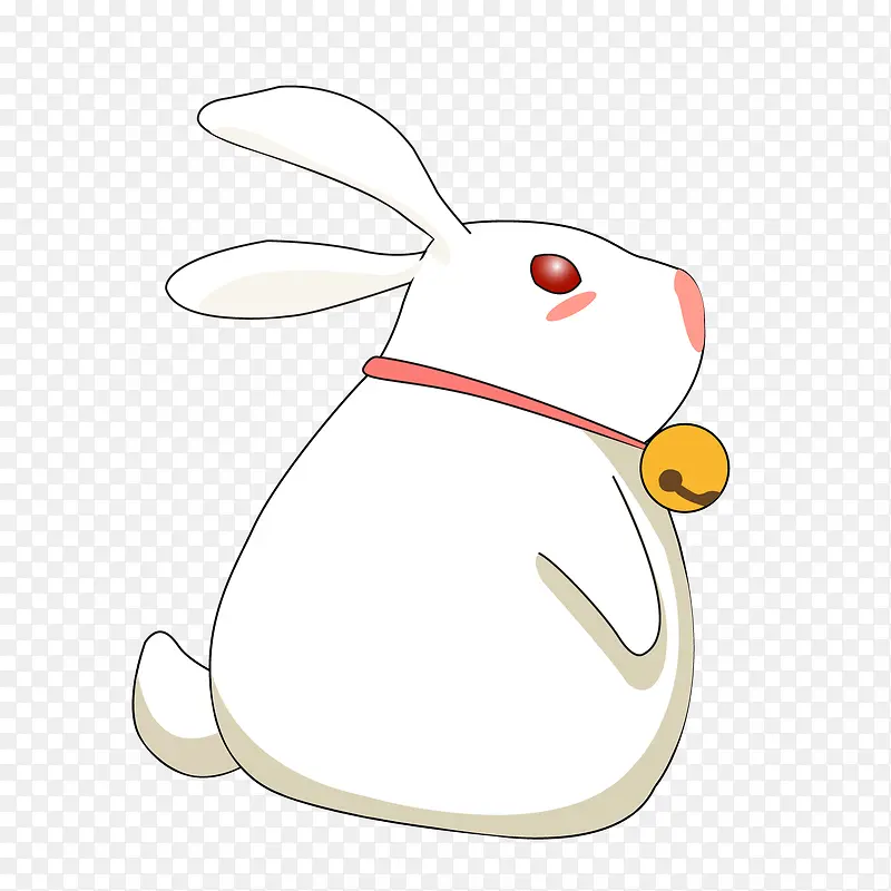 白色创意月兔卡通插画元素