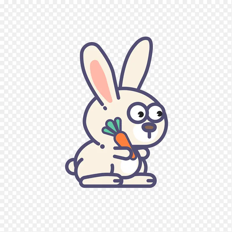 灰色手绘兔子元素