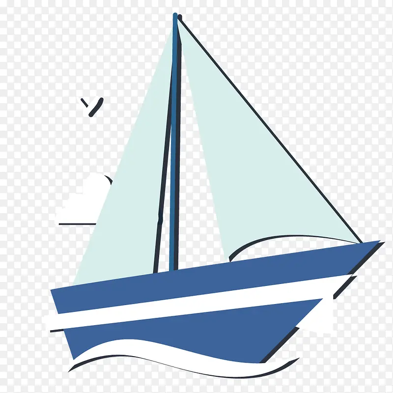 蓝色帆船装饰图