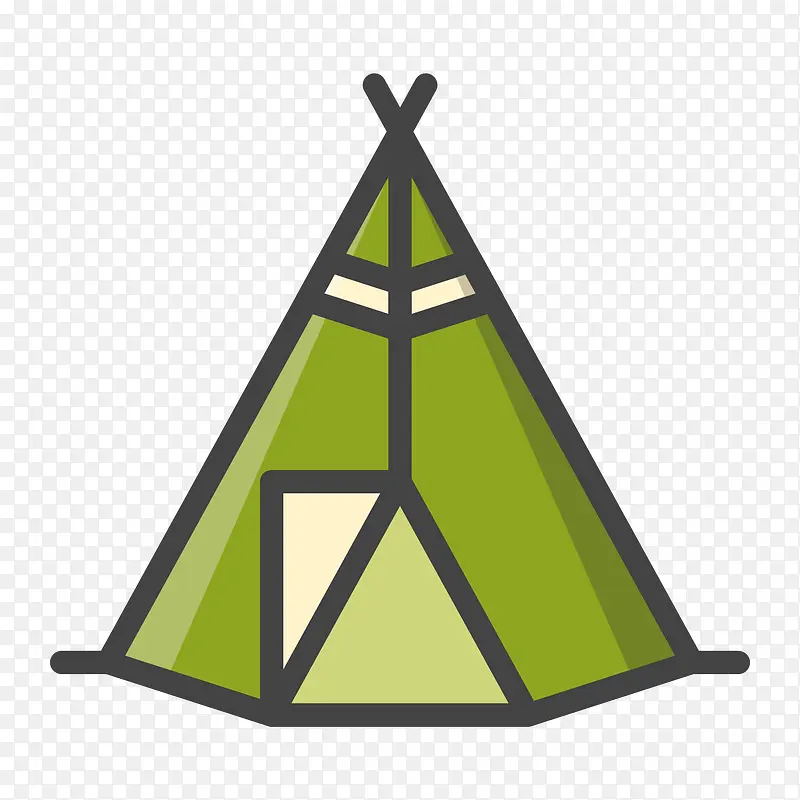 绿色几何三角形帐篷元素