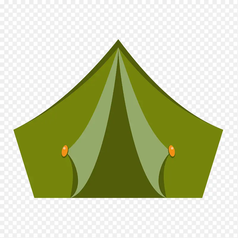 矢量手绘绿色露营帐篷