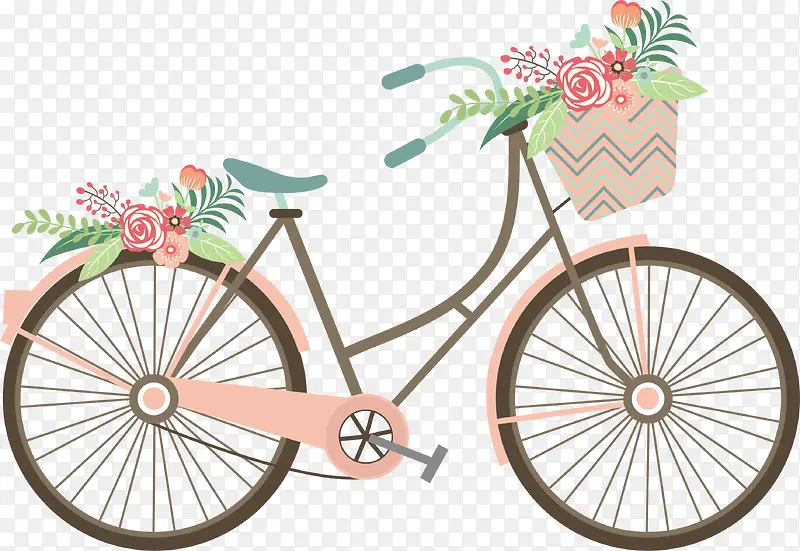 花朵美丽情人节自行车