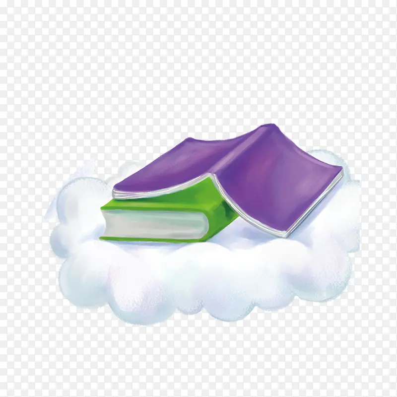 紫色手绘风展开的书籍云端书籍卡