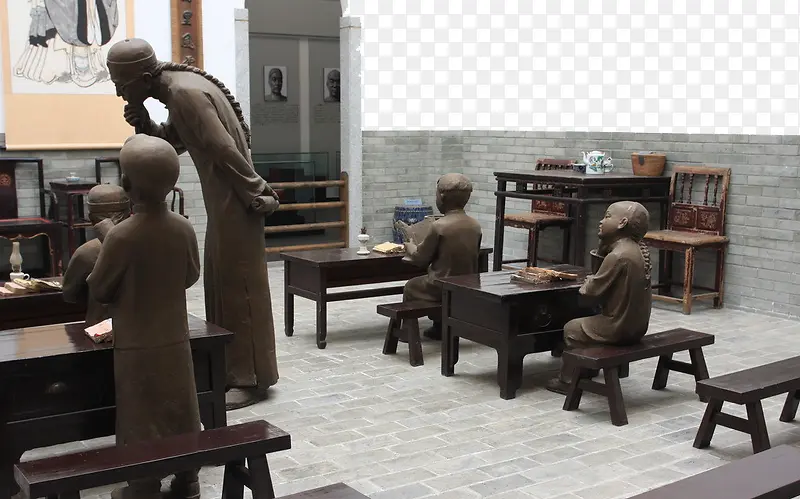 古代私塾教学雕塑PNG图片素材下载_图片编号7802640-PNG素材网