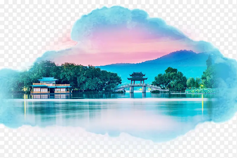 杭州美景水彩画
