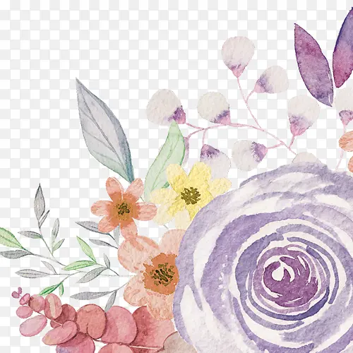 彩色水彩装饰花卉设计图