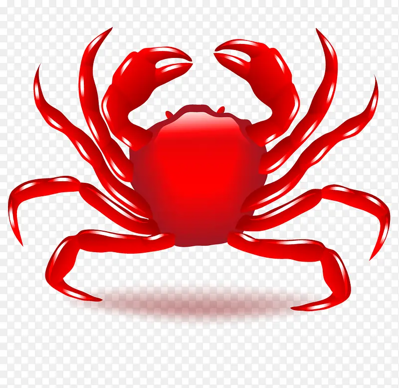 手绘卡通红色螃蟹
