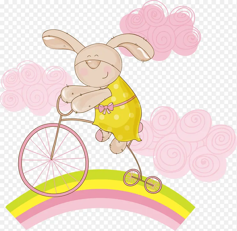 粉色卡通彩虹兔子