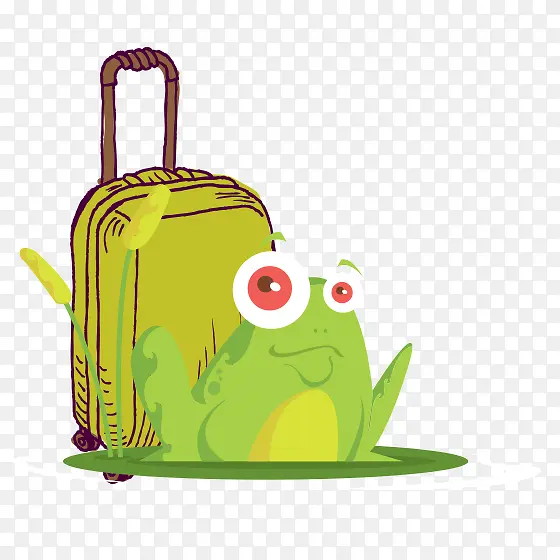 彩色手绘青蛙旅行元素