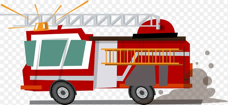 卡通红色消防车