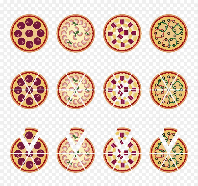 12款彩色披萨矢量