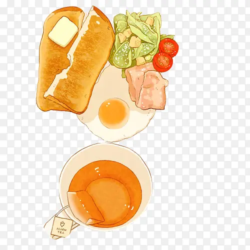 美式早餐手绘画素材图片