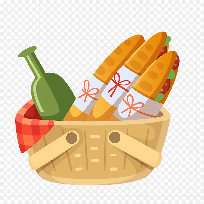 篮子里的食物设计矢量图