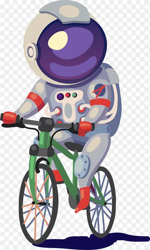 卡通创意骑自行车宇航员人物插画