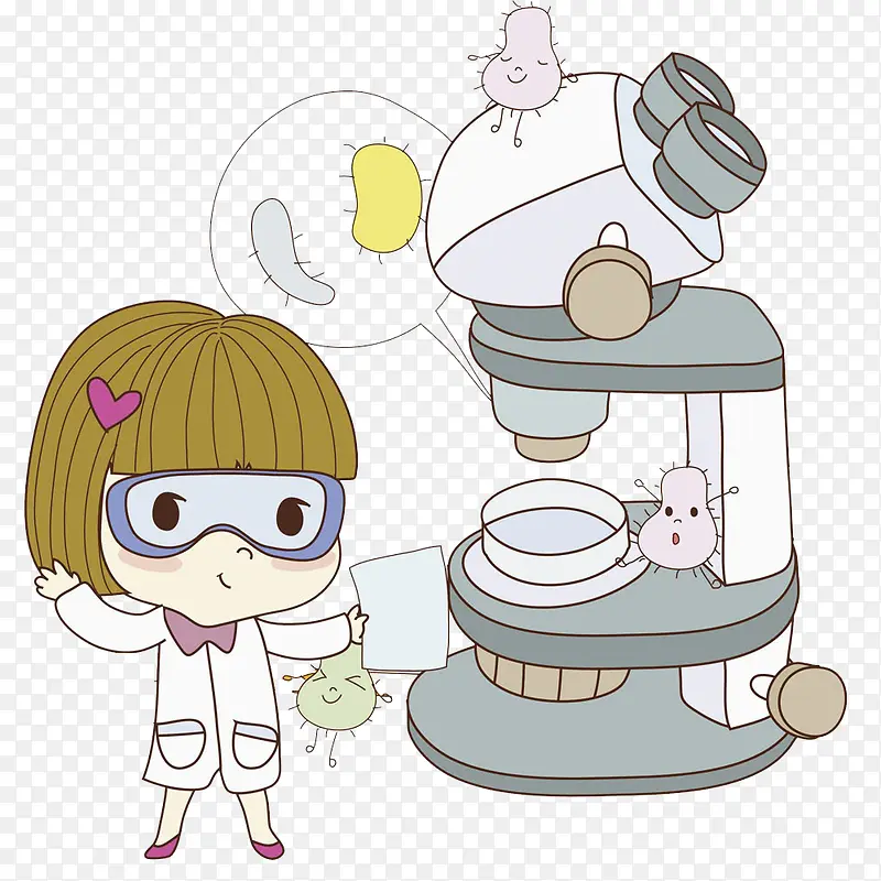 显微镜旁的女孩