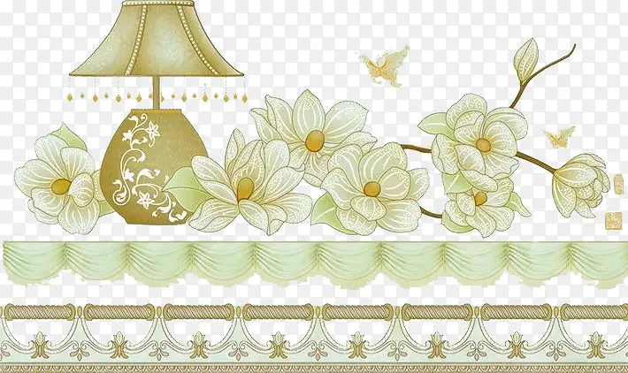 台灯和小白花
