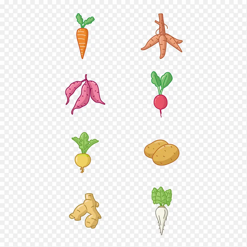 卡通红薯胡萝卜土豆等蔬菜健康饮