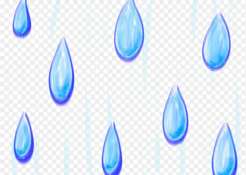 蓝色手绘雨点雨幕
