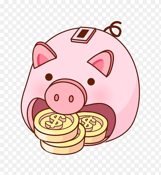 可爱的小猪存钱罐PNG图