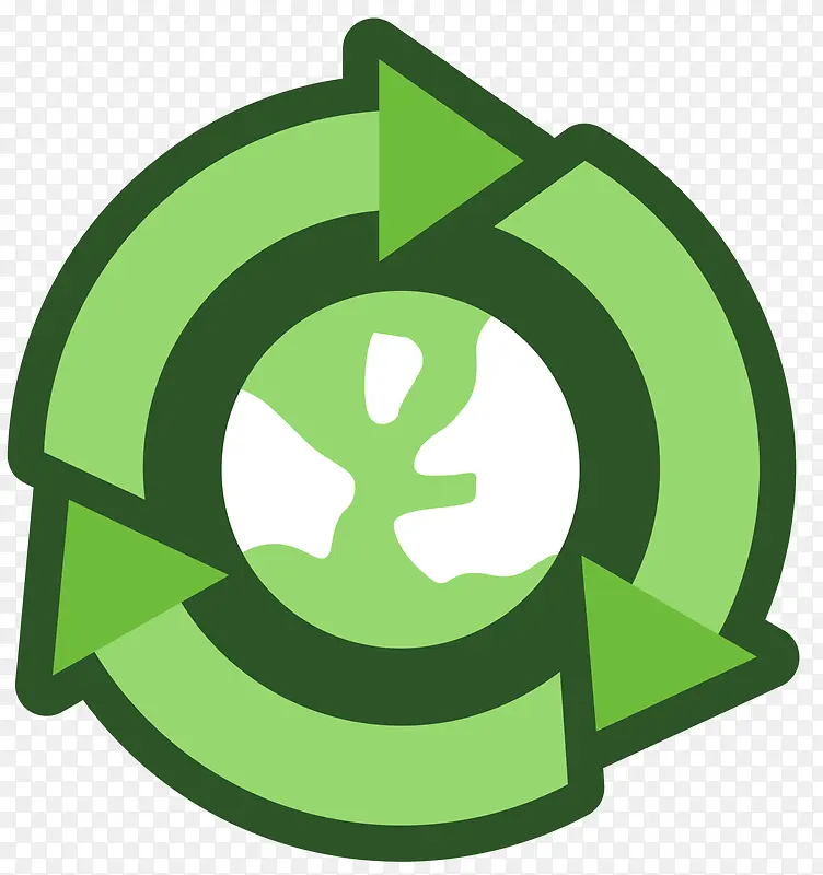 圆形绿色循环使用标志