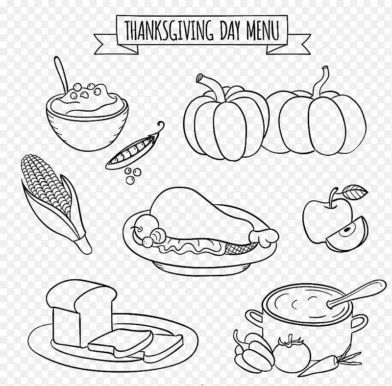 感恩节标签手绘玉米卡片图标图片