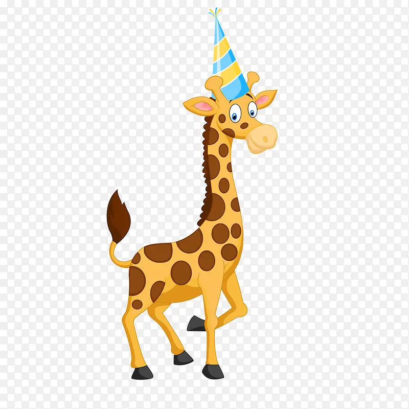 卡通庆祝生日的长颈鹿