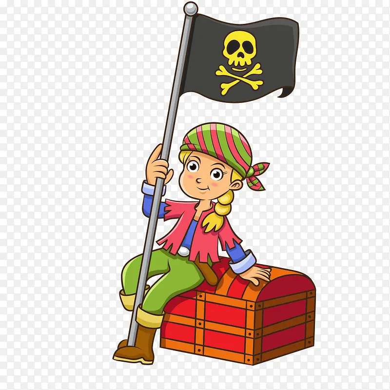 卡通海盗装扮儿童矢量图