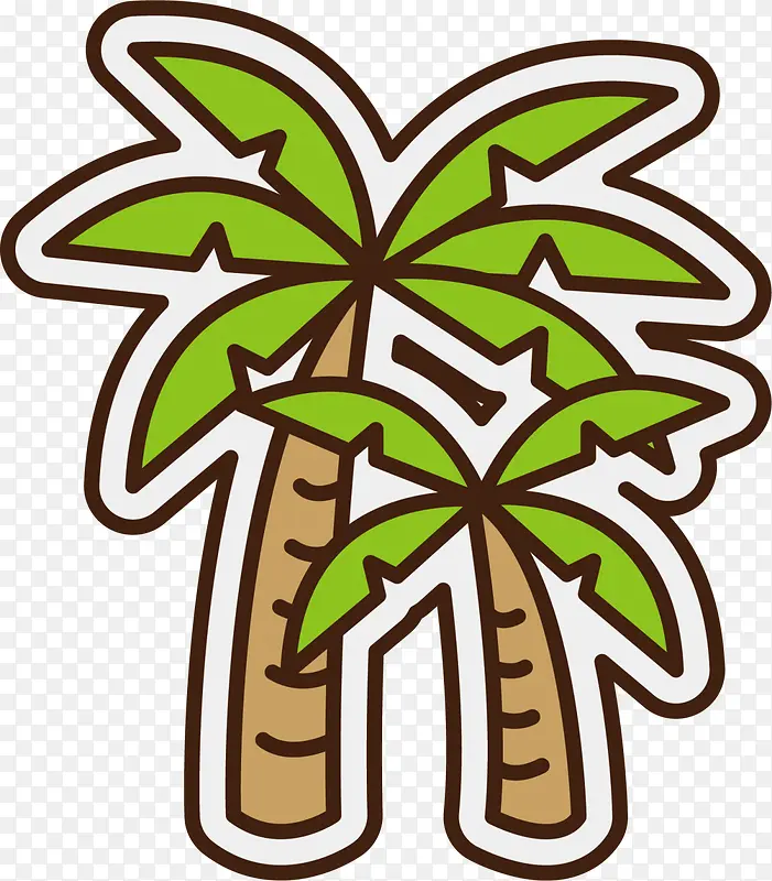 绿色卡通海岛椰树