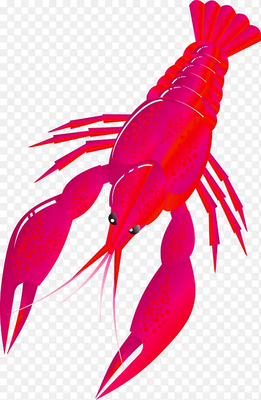 红色卡通龙虾装饰图案