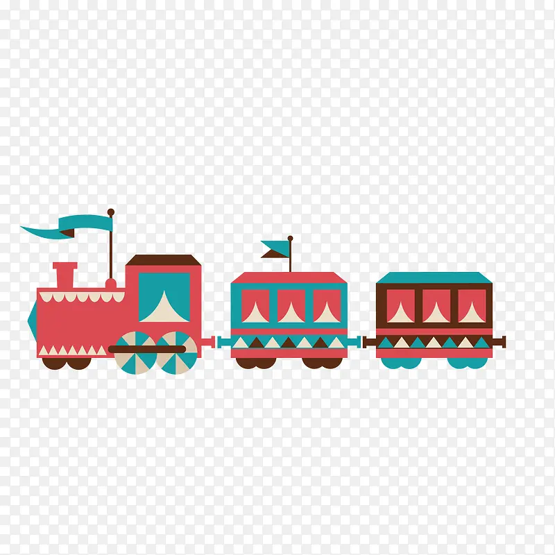 卡通几何形小火车设计