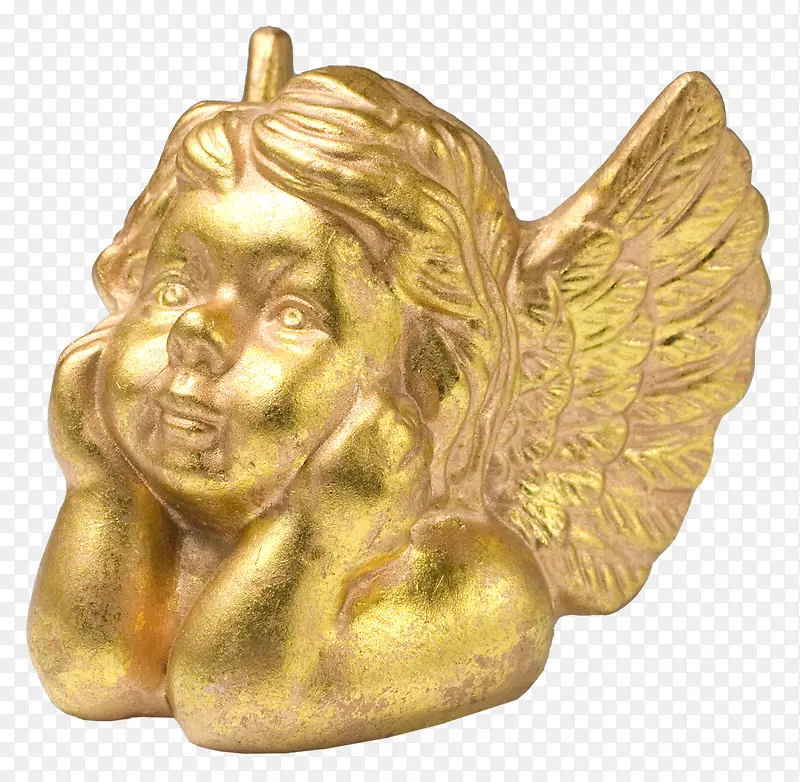 金色金属天使小孩雕塑