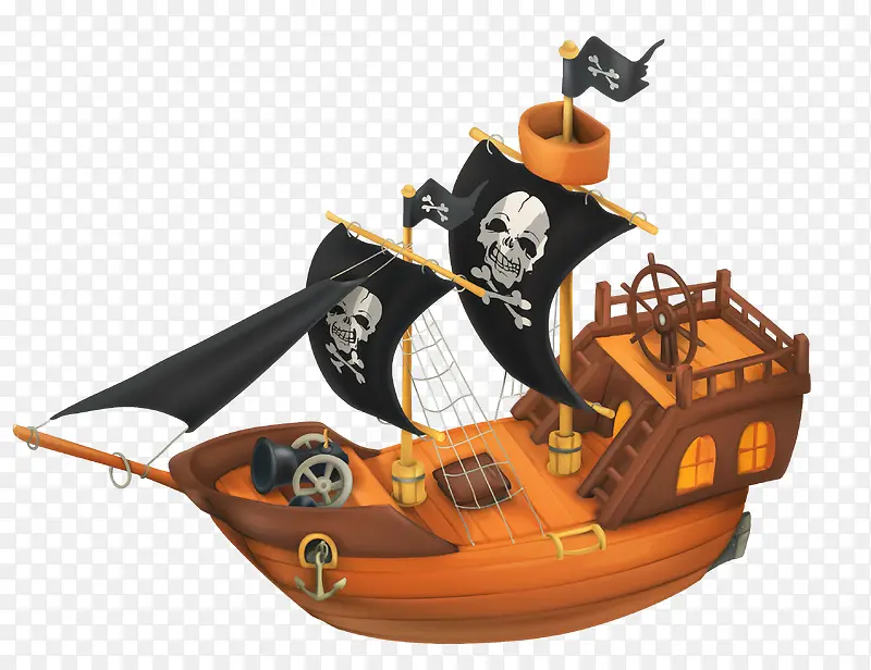矢量海盗船海盗卡通船只骷髅