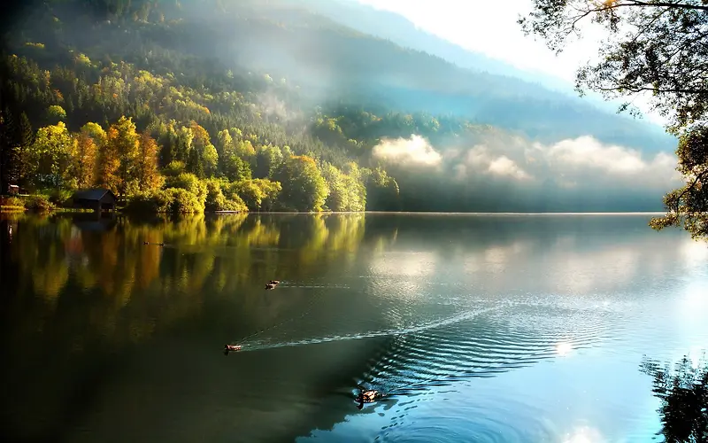 模糊的青山绿水风景