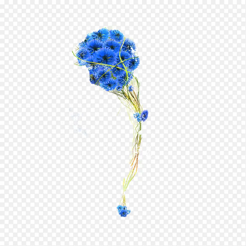 球形蓝色花卉植物藤蔓素材