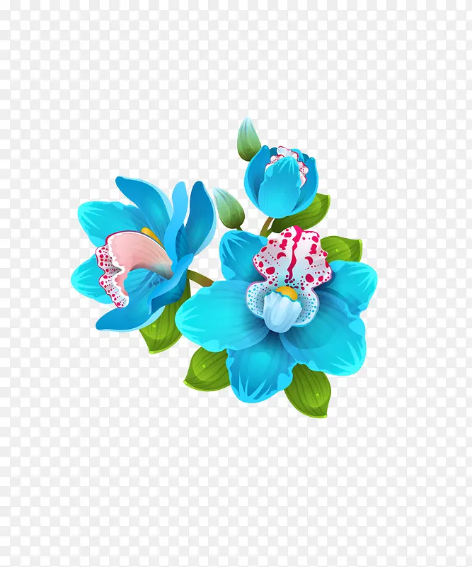 矢量蓝色水仙花装饰夏季