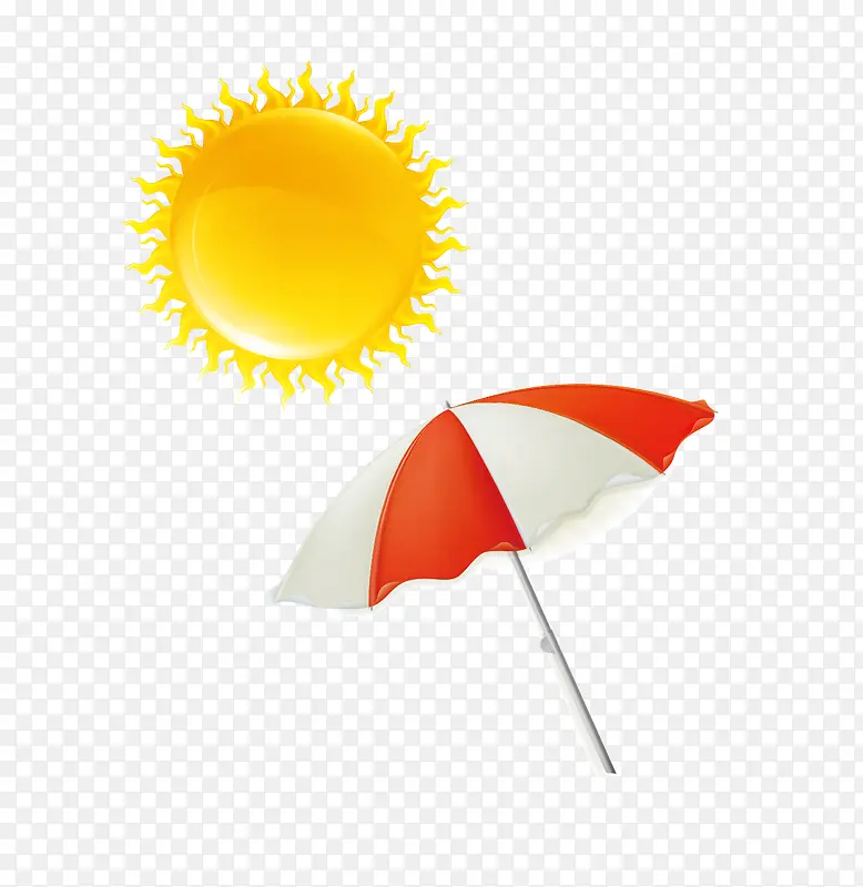 火辣辣的太阳和太阳伞