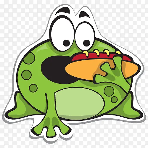 青蛙吃热狗卡通简图