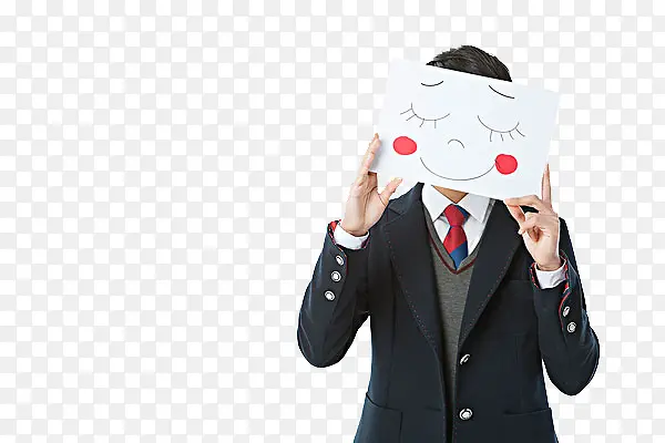 实物穿着西装的男人害羞的表情