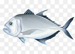 卡通手绘灰色海鱼