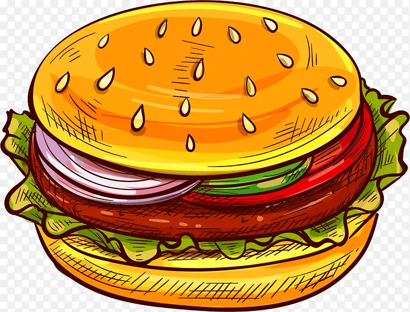卡通手绘汉堡包免抠图