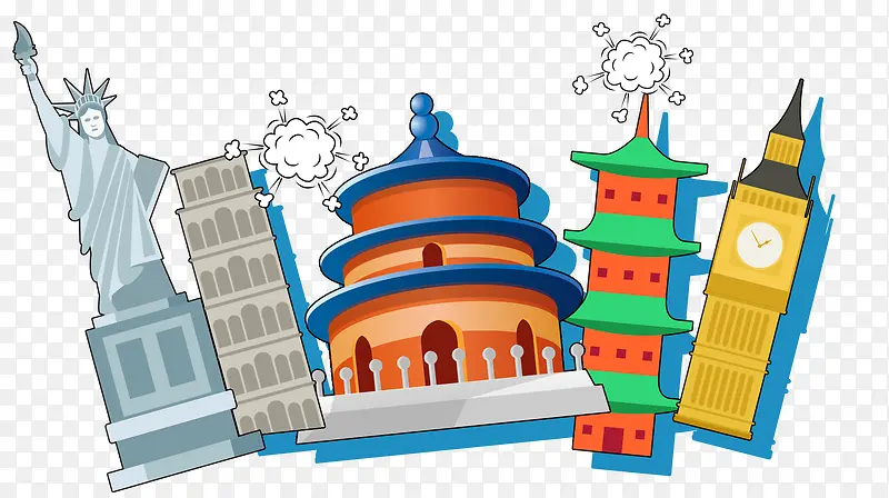 卡通手绘各地标志建筑物PNG图片素材下载_图片编号7817385-PNG素材网