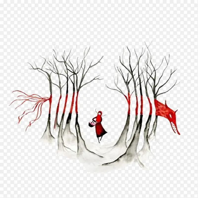 手绘树林