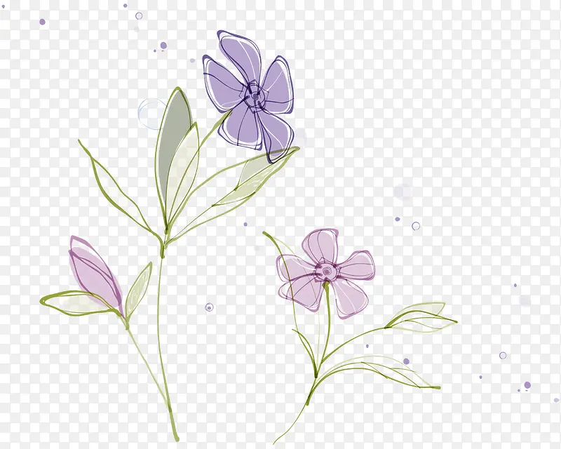 水彩手绘淡紫色简约小花