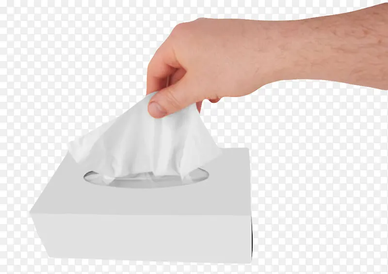 手拿着白色纸质包装的抽纸巾实物