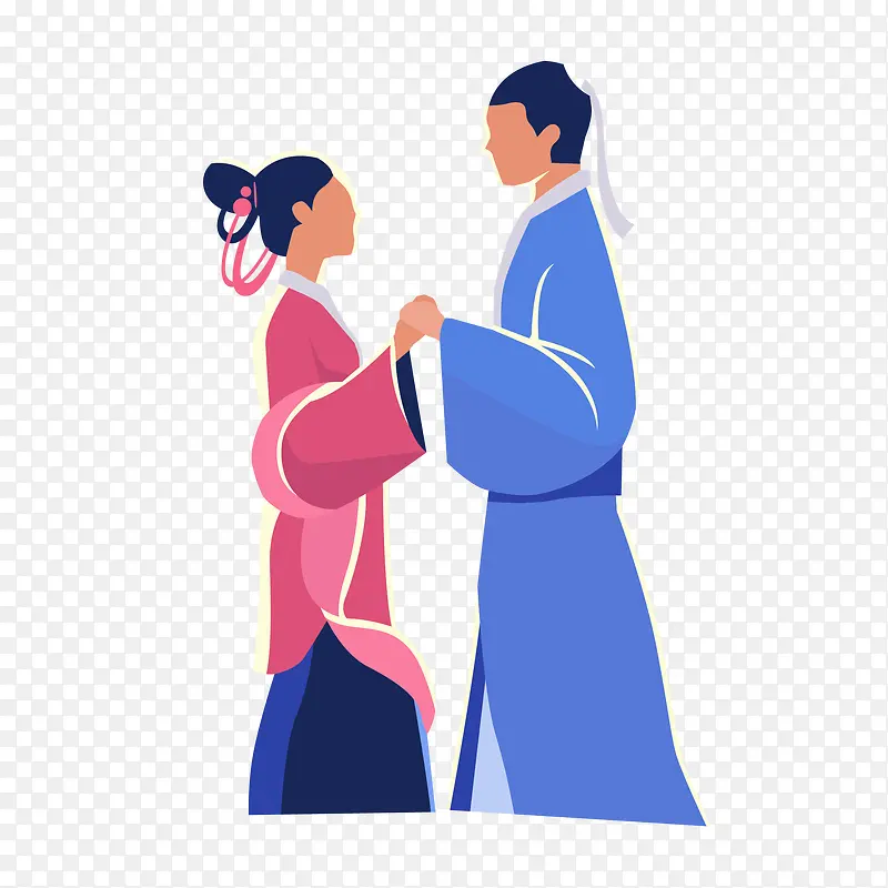 卡通手绘古代情侣