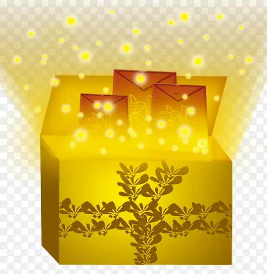 金色花纹发光红包的魔法宝盒