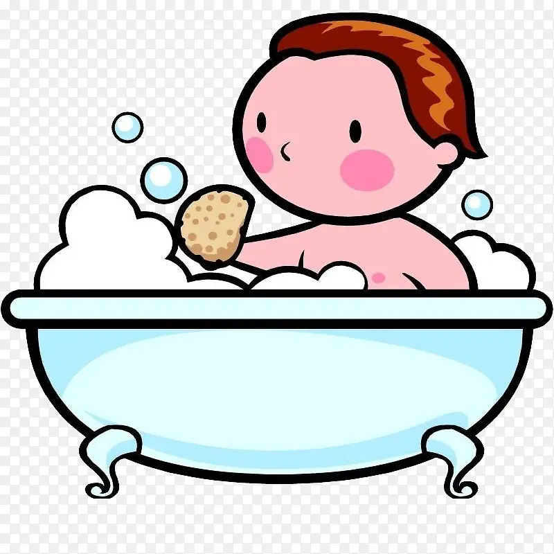 宝宝自己洗澡图片素材